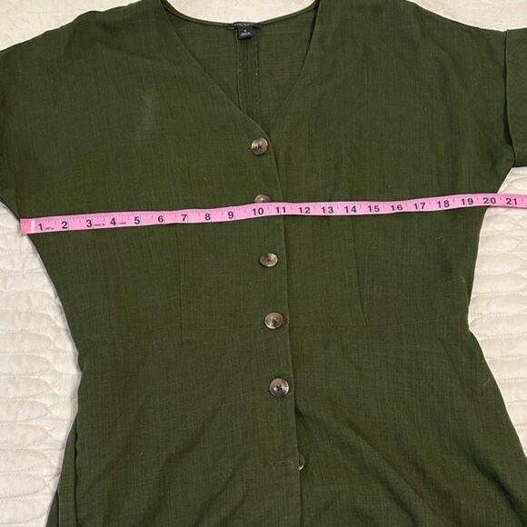 Ann Taylor Button Front Tie Waist Shirt Size M Drop Cuff Short Sleeve Lyocell - Picture 8 of 9